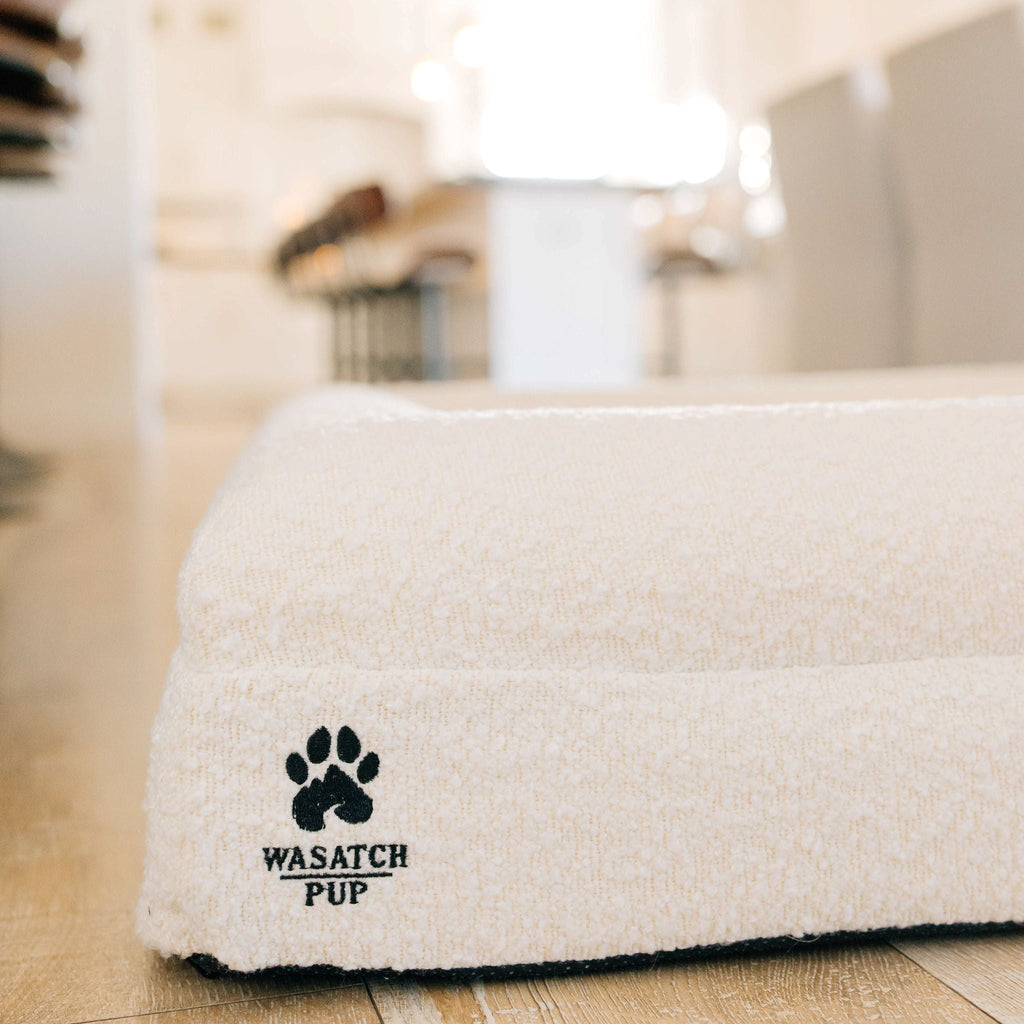 The Wasatch Orthopedic Bouclé Dog Bed