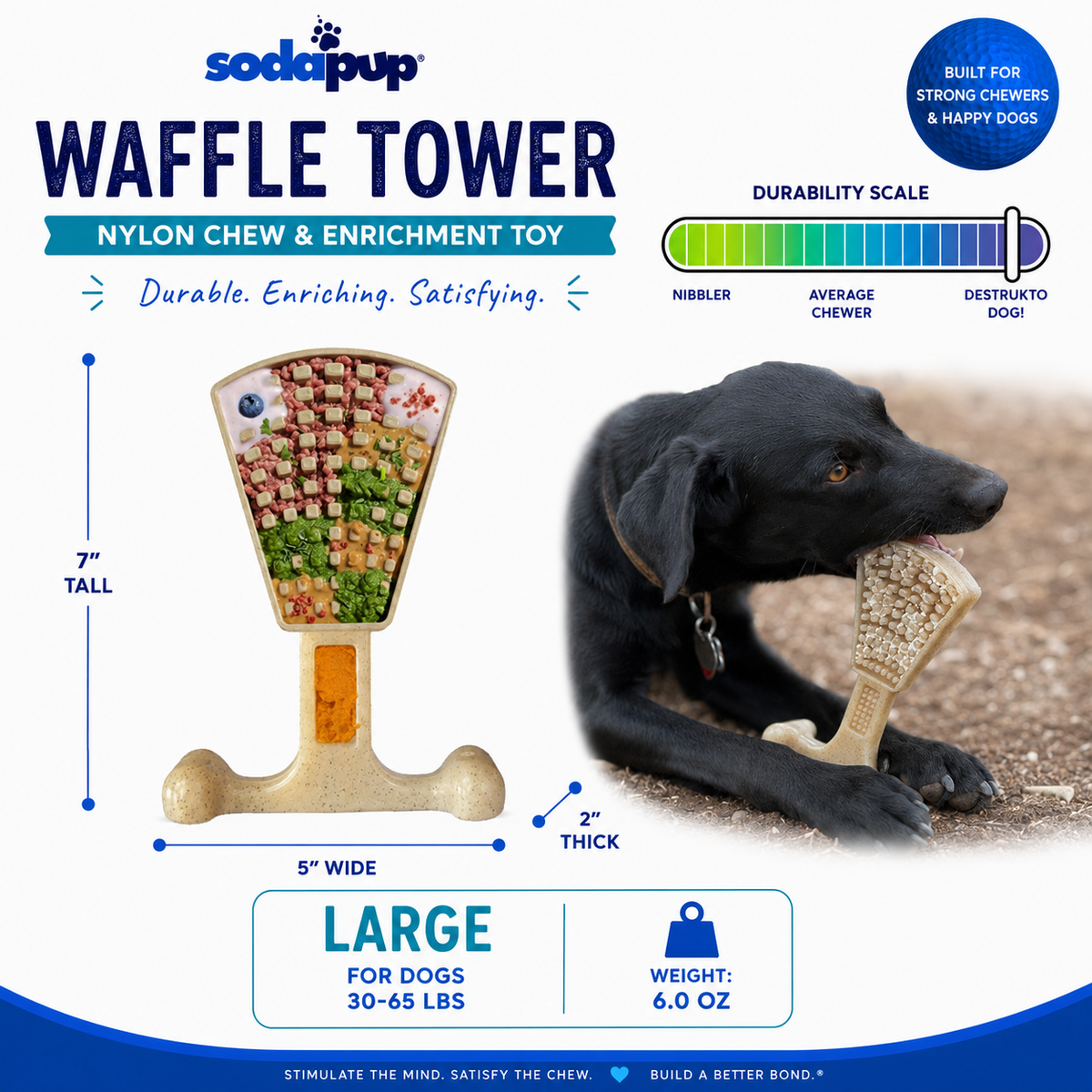 The Waffle Tower Chew & Enrichment Toy by SodaPup
