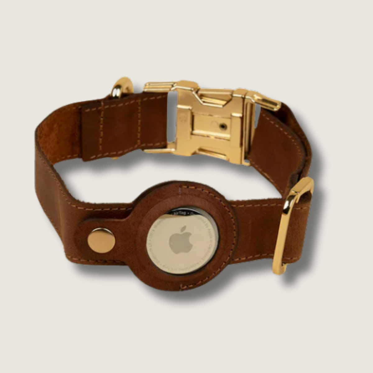 Davie Leather AirTag Dog Collar — Dark Brown