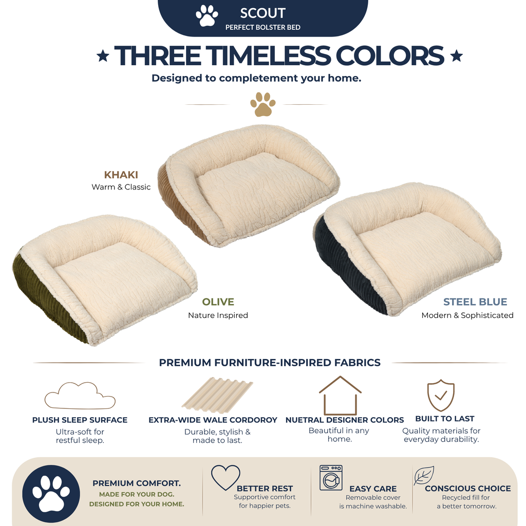 The Scout Corduroy Bolster Bed by HuggleHounds