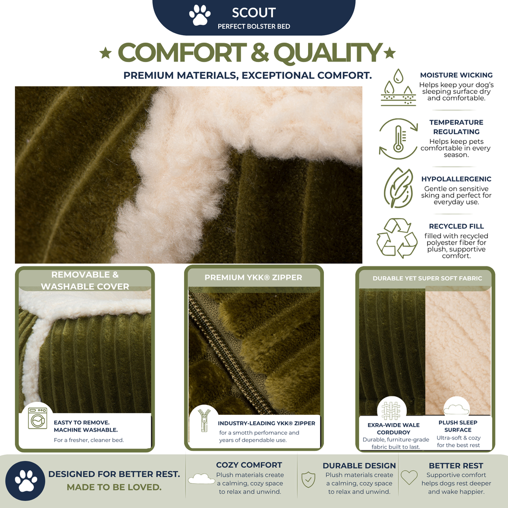 The Scout Corduroy Bolster Bed by HuggleHounds