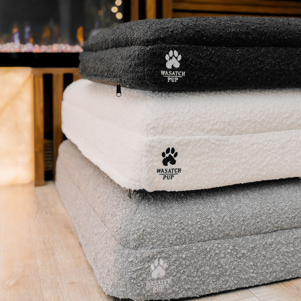 The Wasatch Orthopedic Bouclé Dog Bed