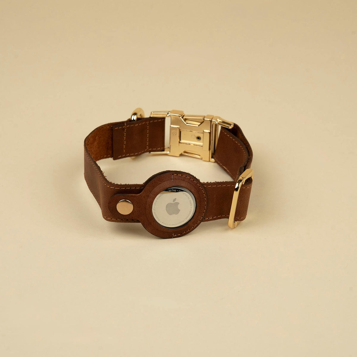 Davie Leather AirTag Dog Collar — Dark Brown