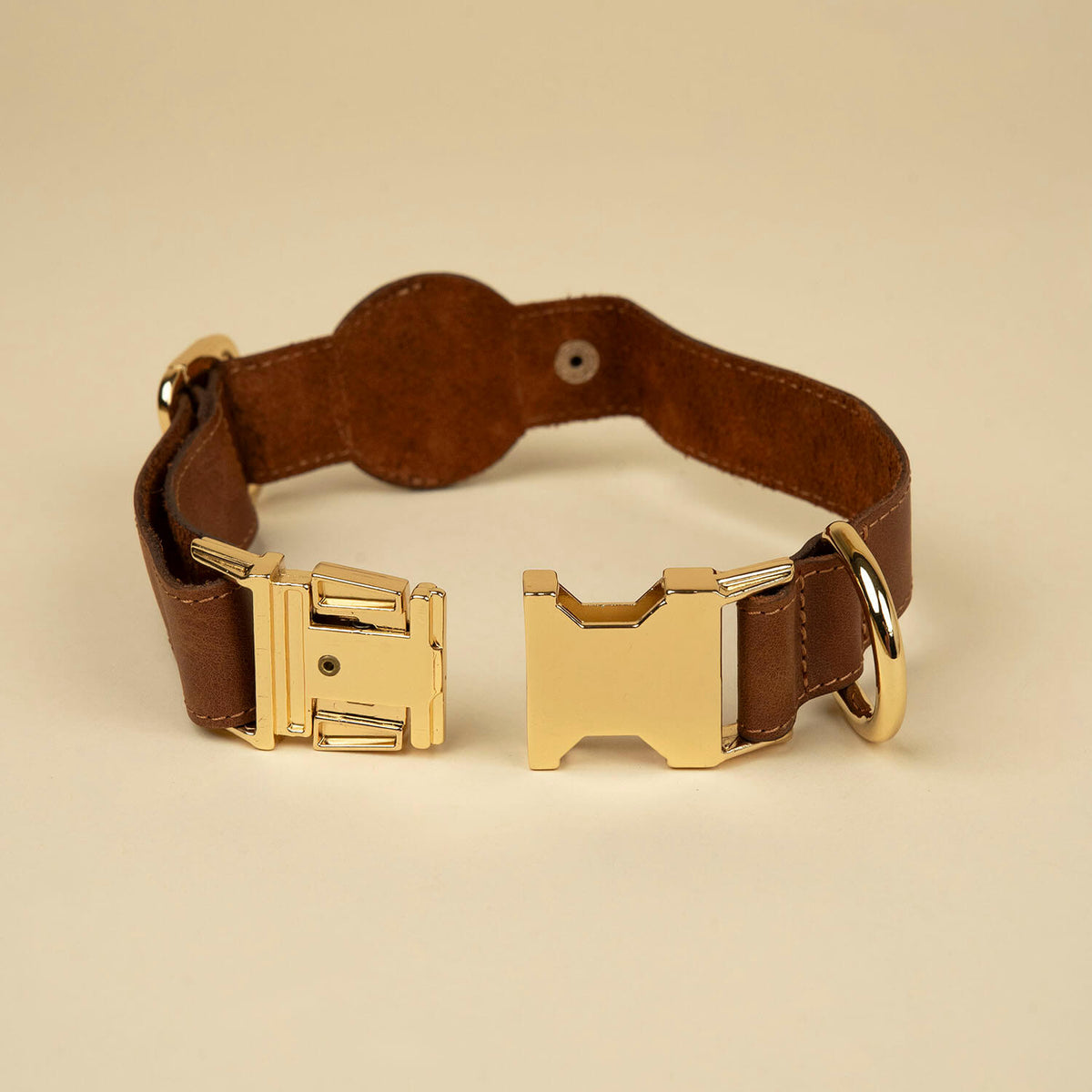 Davie Leather AirTag Dog Collar — Dark Brown