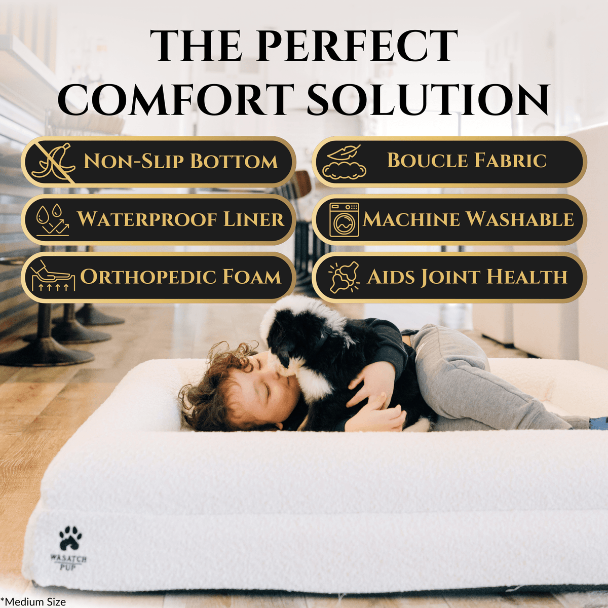 The Wasatch Orthopedic Bouclé Dog Bed
