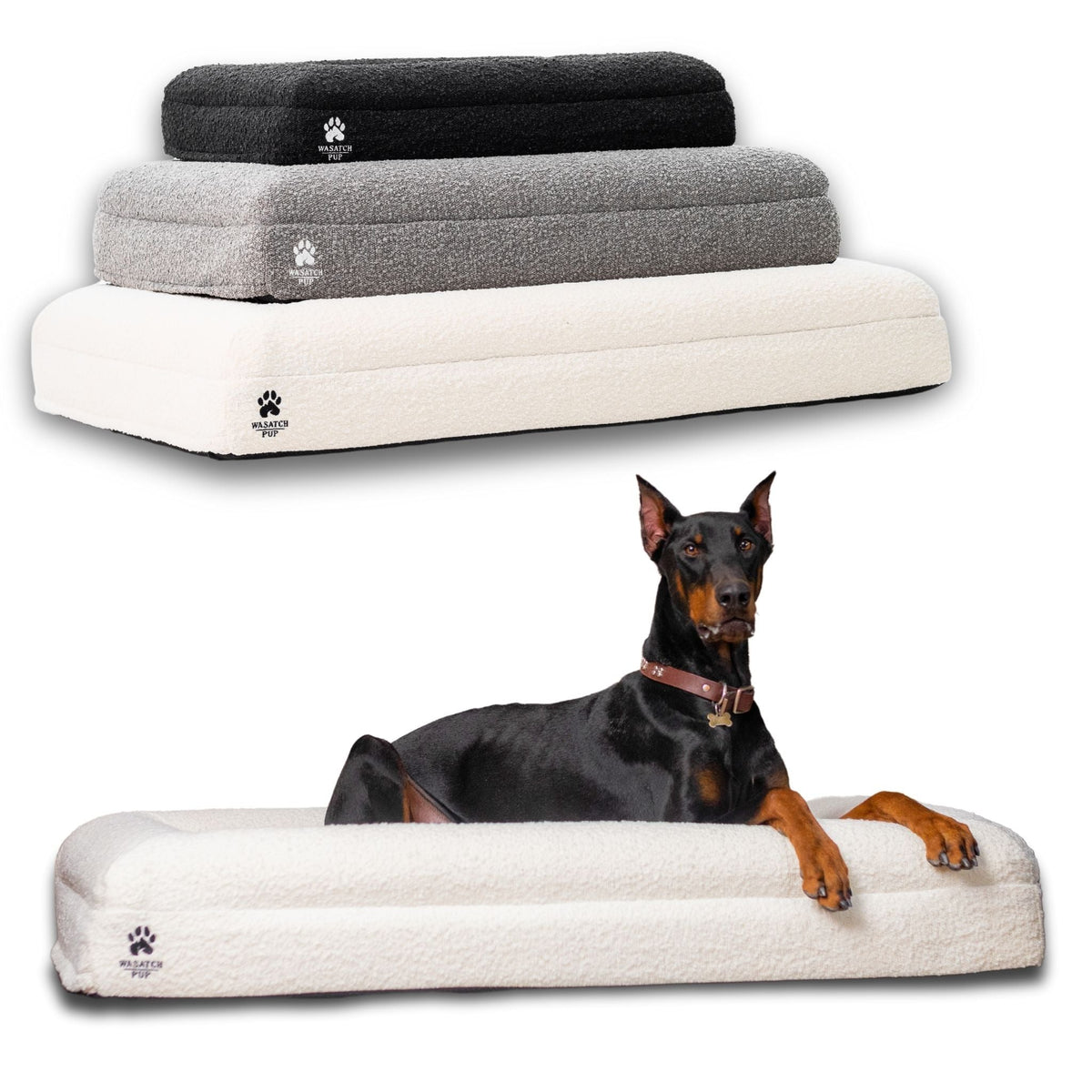 The Wasatch Orthopedic Bouclé Dog Bed