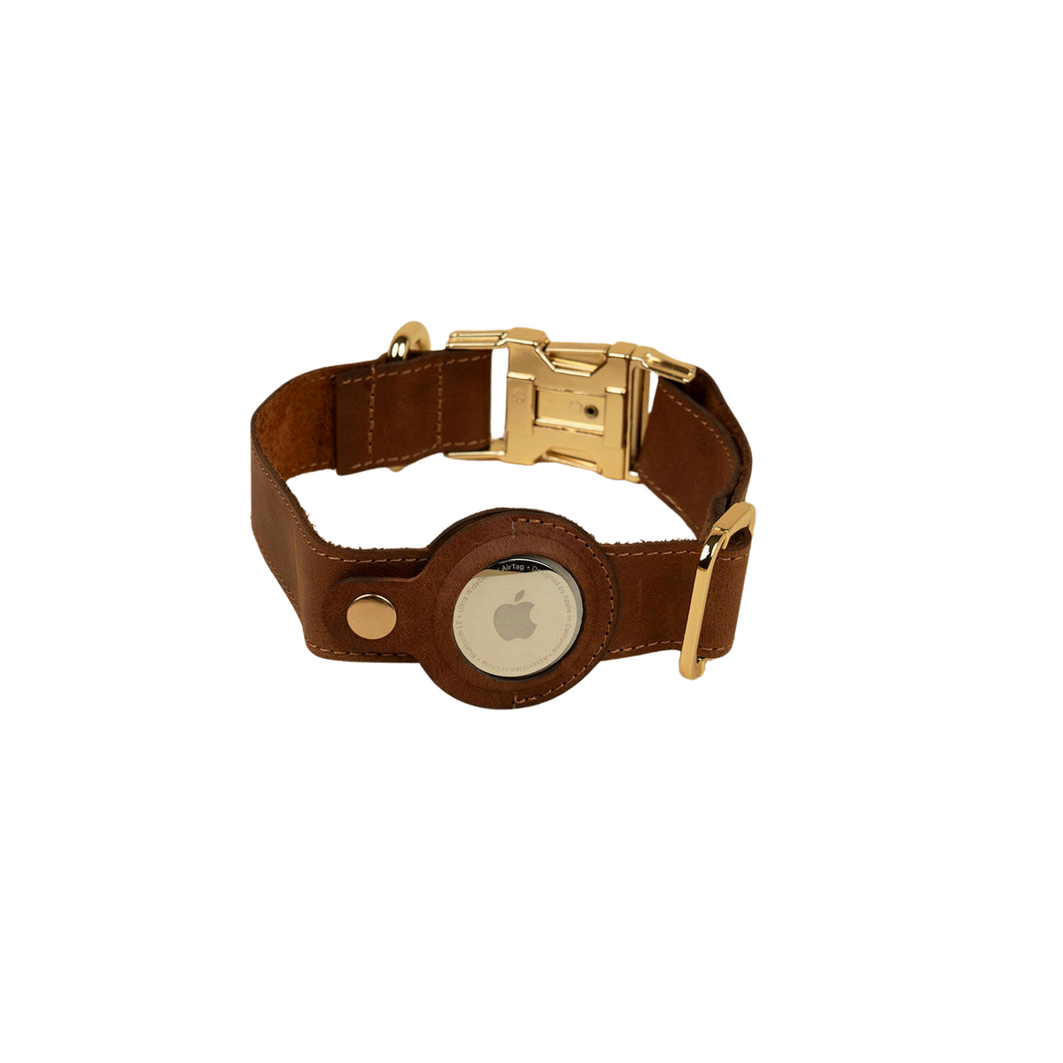 Davie Leather AirTag Dog Collar — Dark Brown